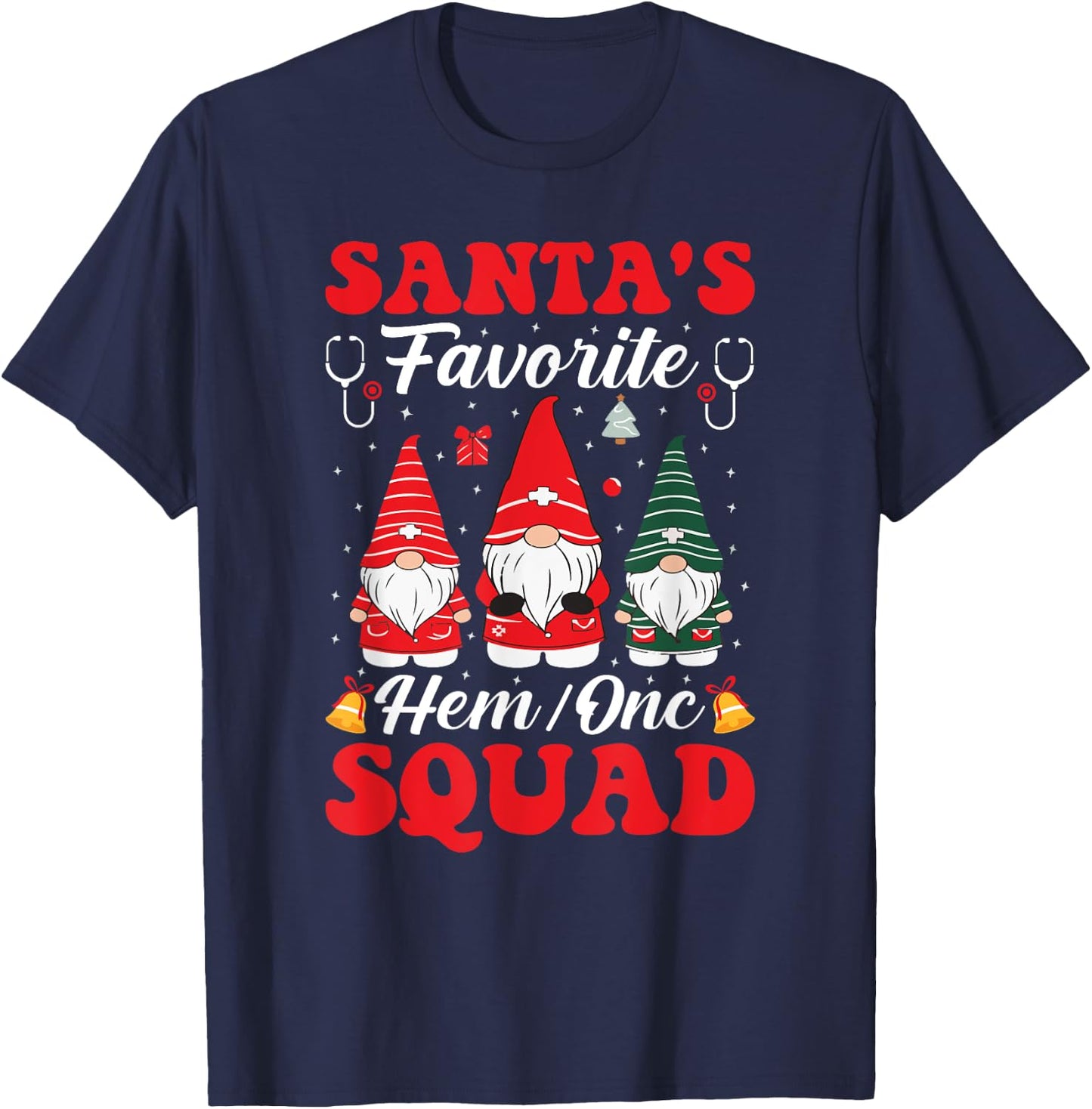 Santa's Favorite Hem Onc Squad Oncology Hematology Nurse T-Shirt - T-Shirt | Navy