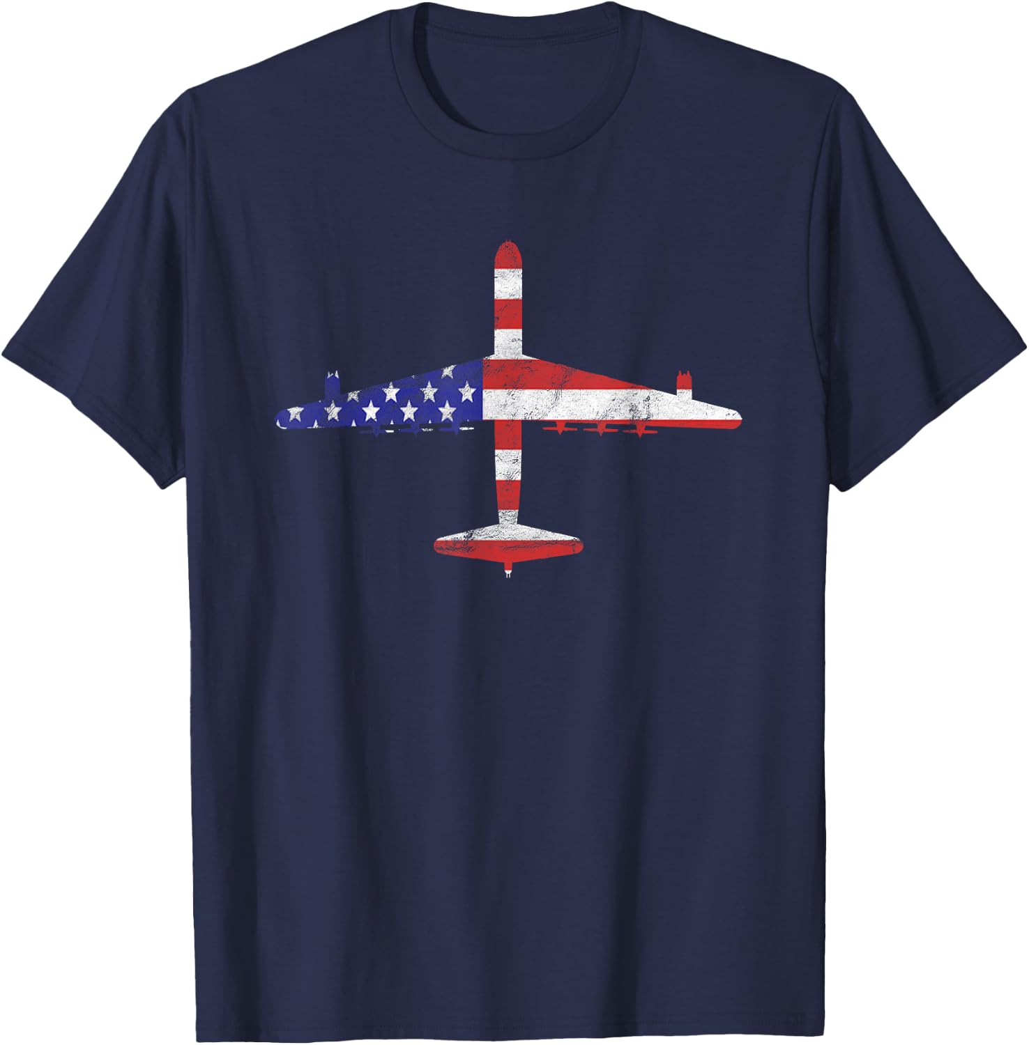 B-36 Peacemaker Cold War Bomber Airplane American Flag Men T-Shirt - T-Shirt | Navy