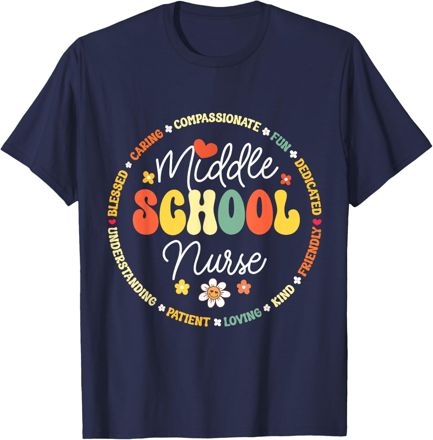 Middle School Nurse Back To School For Teacher Women Kids T-Shirt - T-Shirt | Navy