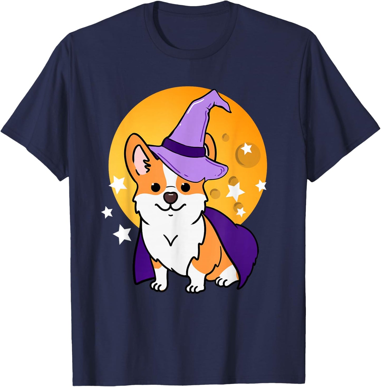 Corgi Witch Halloween Corgi T-Shirt - T-Shirt | Navy
