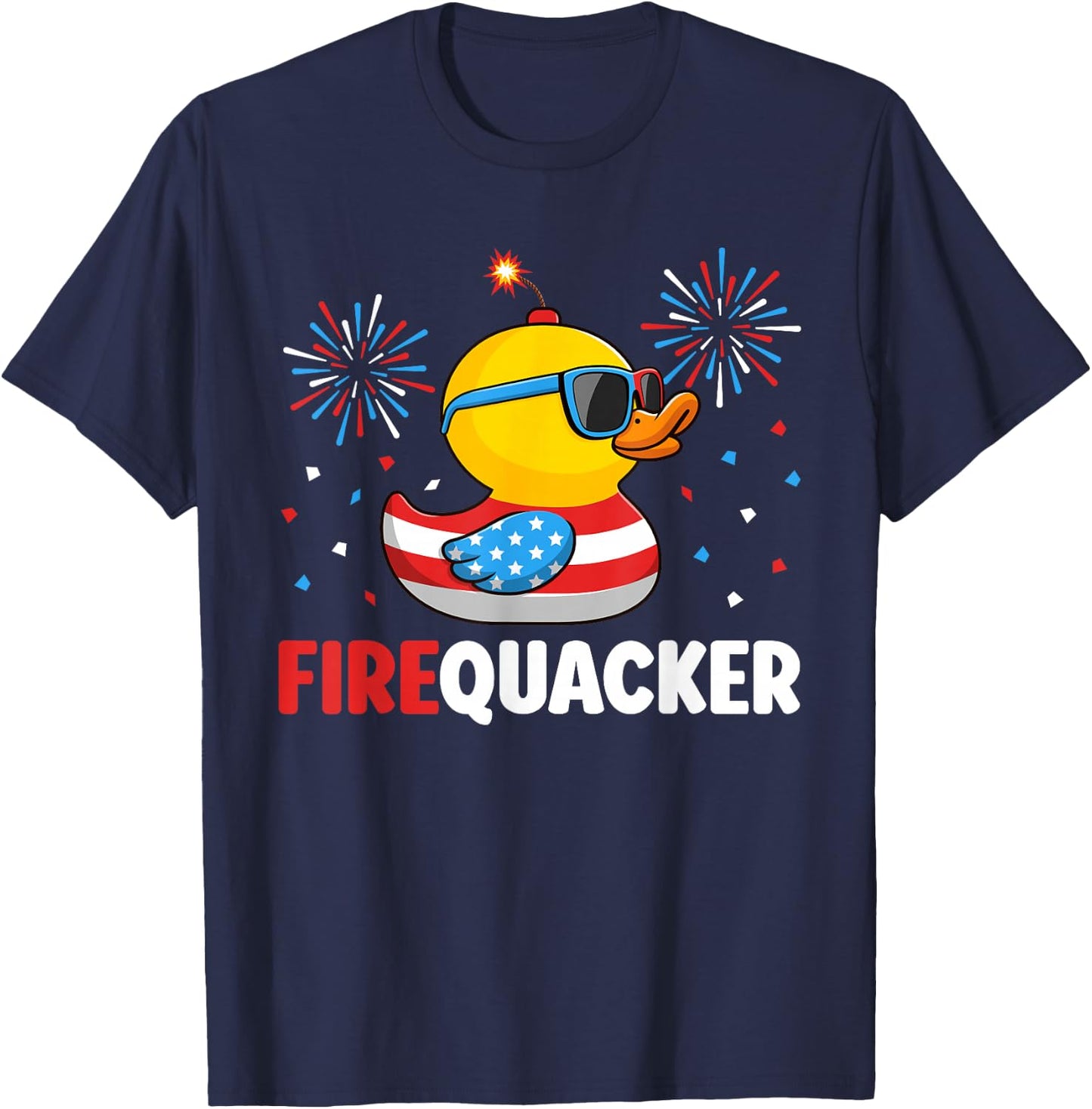 4th of July Duck Firequacker Patriotic Fourth of July Funny T-Shirt - T-Shirt | Navy