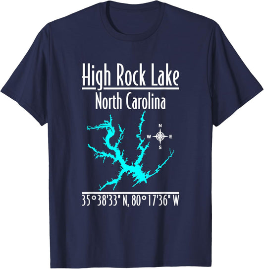Modern High Rock Lake - North Carolina T-Shirt - T-Shirt | Navy