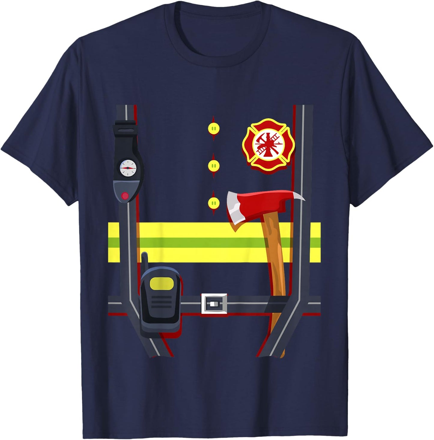 Kids Firefighter Halloween Costume Boys Girls Kids Fire Chief T-Shirt - T-Shirt | Navy