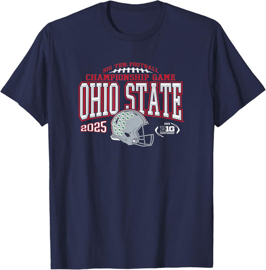 Ohio State Buckeyes Big Ten Championship 2025 Football Black T-Shirt - T-Shirt | Navy