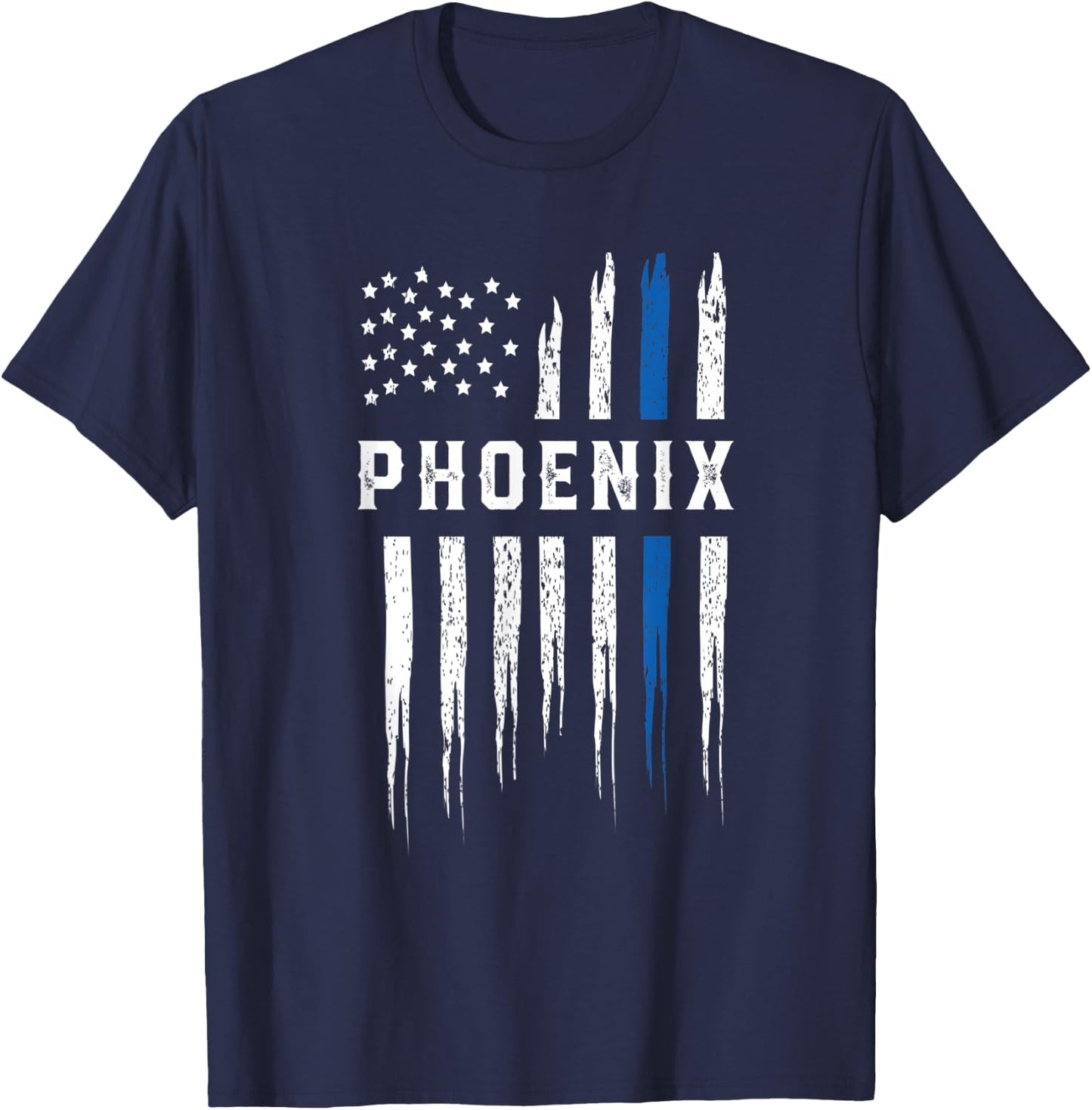 Thin Blue Line Heart Phoenix Police Officer Arizona Cops T-Shirt - T-Shirt | Navy