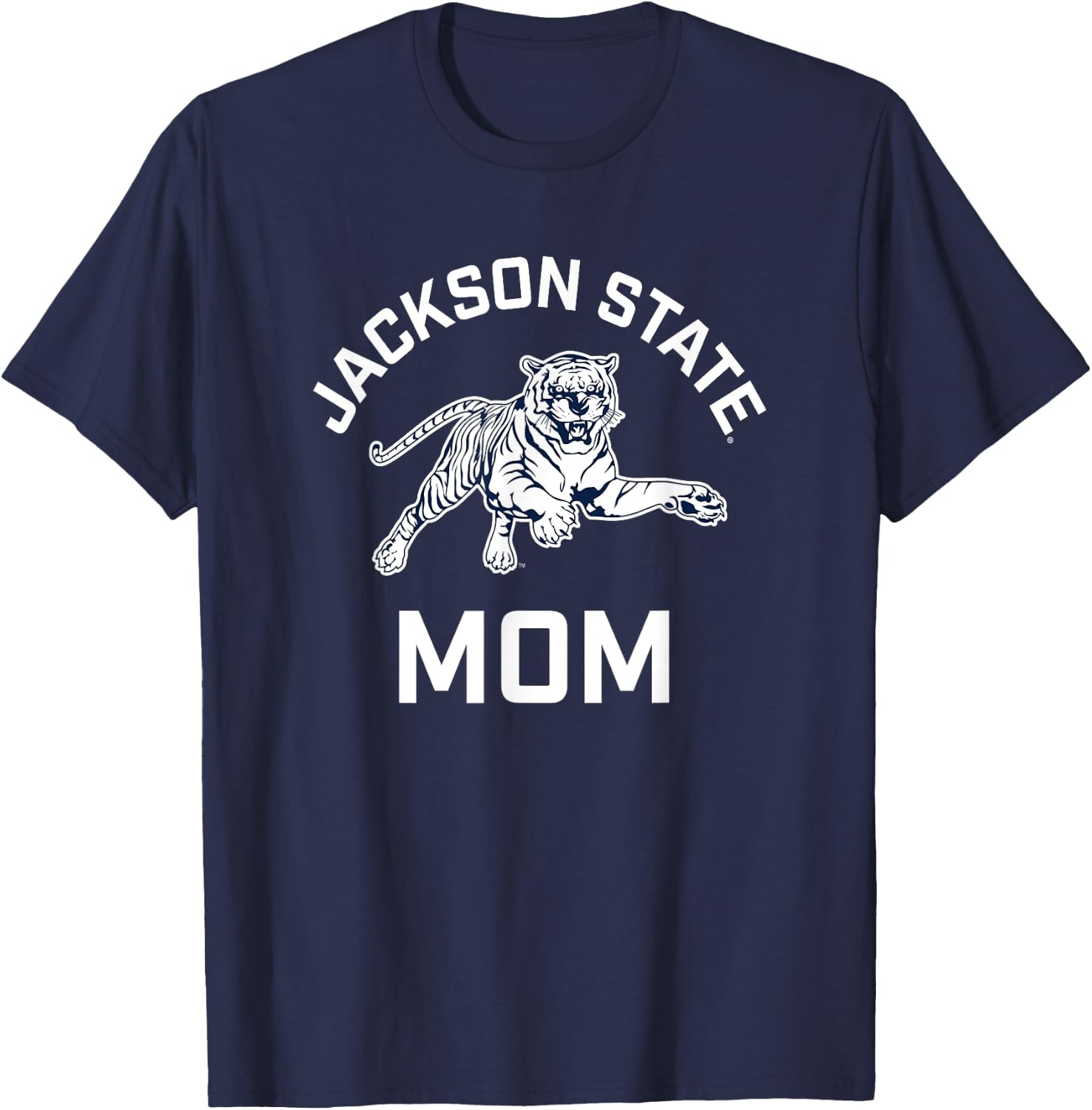 Jackson State University Tigers Arched Mom T-Shirt - T-Shirt | Navy