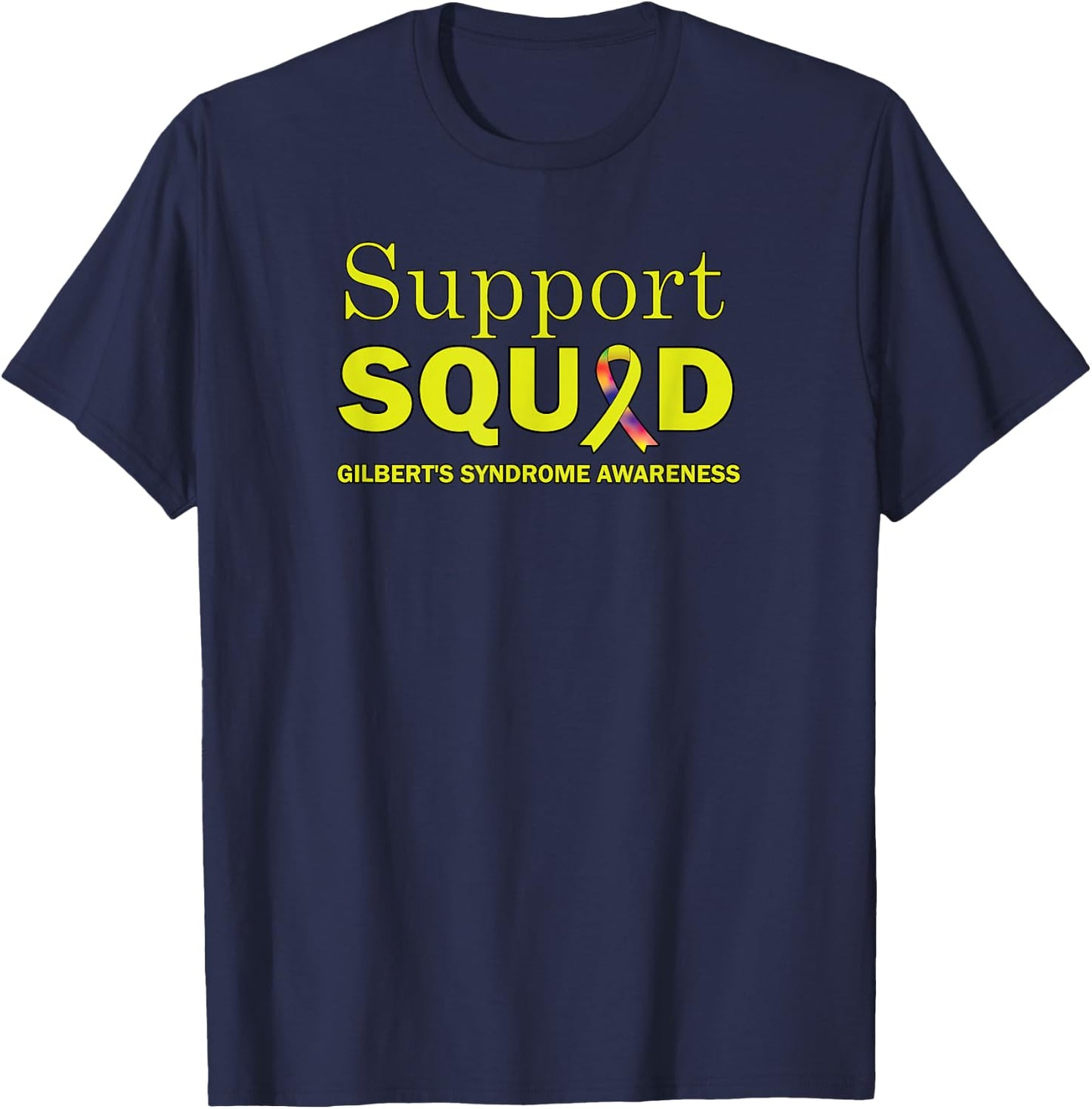 Gilbert's Syndrome Awareness Support Squad Awareness Ribbon T-Shirt - T-Shirt | Navy