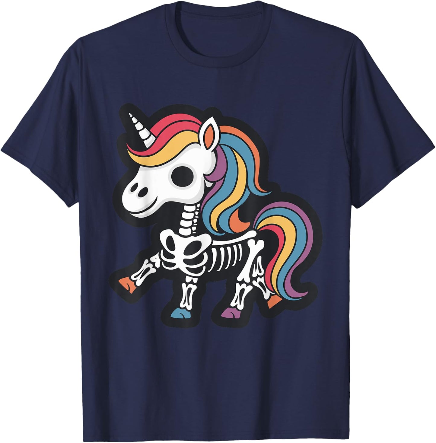 Funny Skeleton Unicorn Lovers Spooky Halloween Costume Girls T-Shirt - T-Shirt | Navy