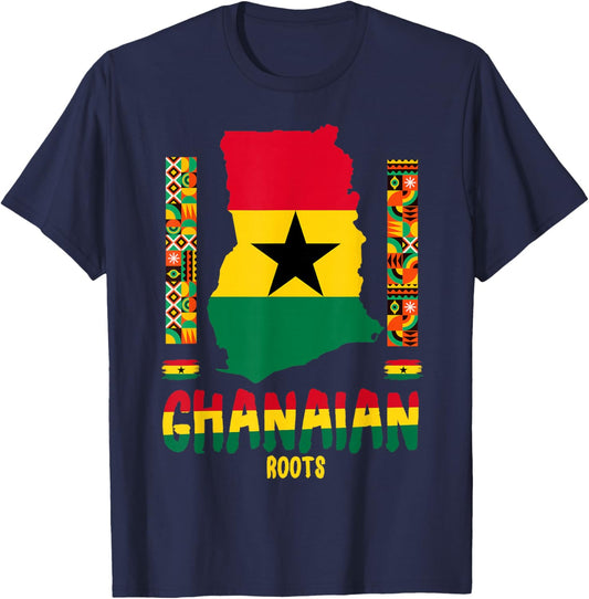 Ghanaian Roots Heritage Outfit Idea For Kids & Ghana Flag T-Shirt - T-Shirt | Navy