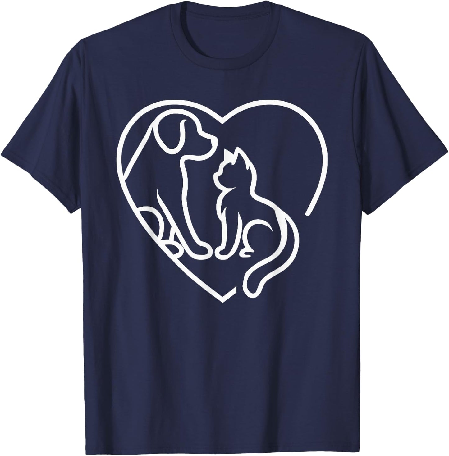Dog Puppy and Baby Cat Heart - Animal Dog & Cat Heart T-Shirt - T-Shirt | Navy