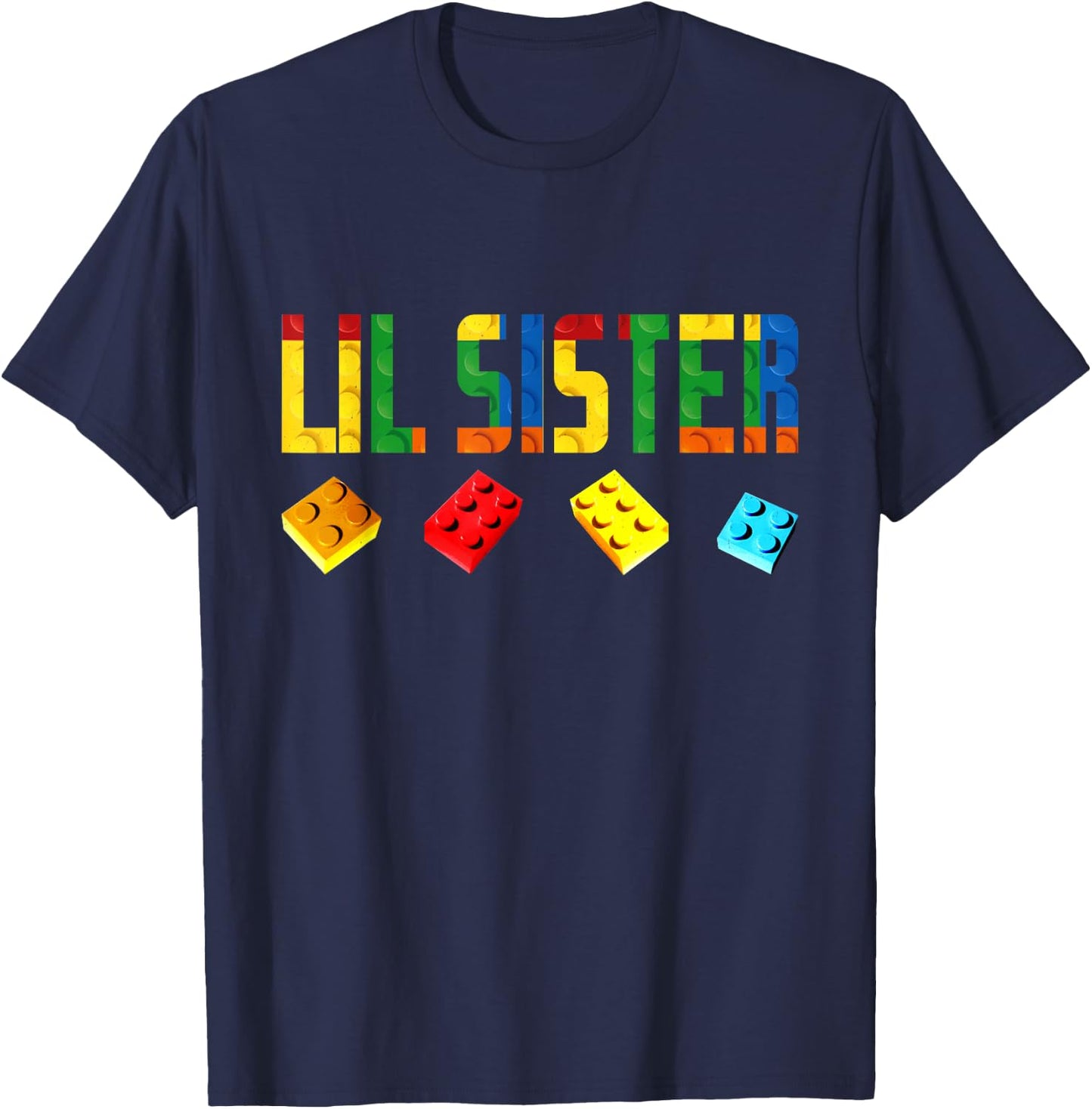 Lil Sister Master Builder Building Blocks Birthday Family T-Shirt - T-Shirt | Navy