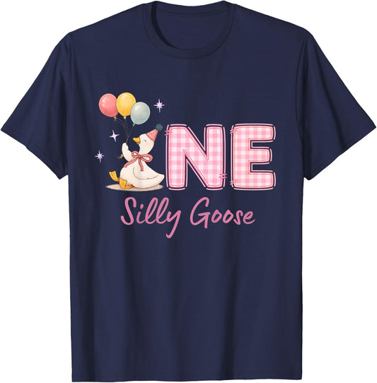 One Silly Goose 1st Birthday T-Shirt - T-Shirt | Navy