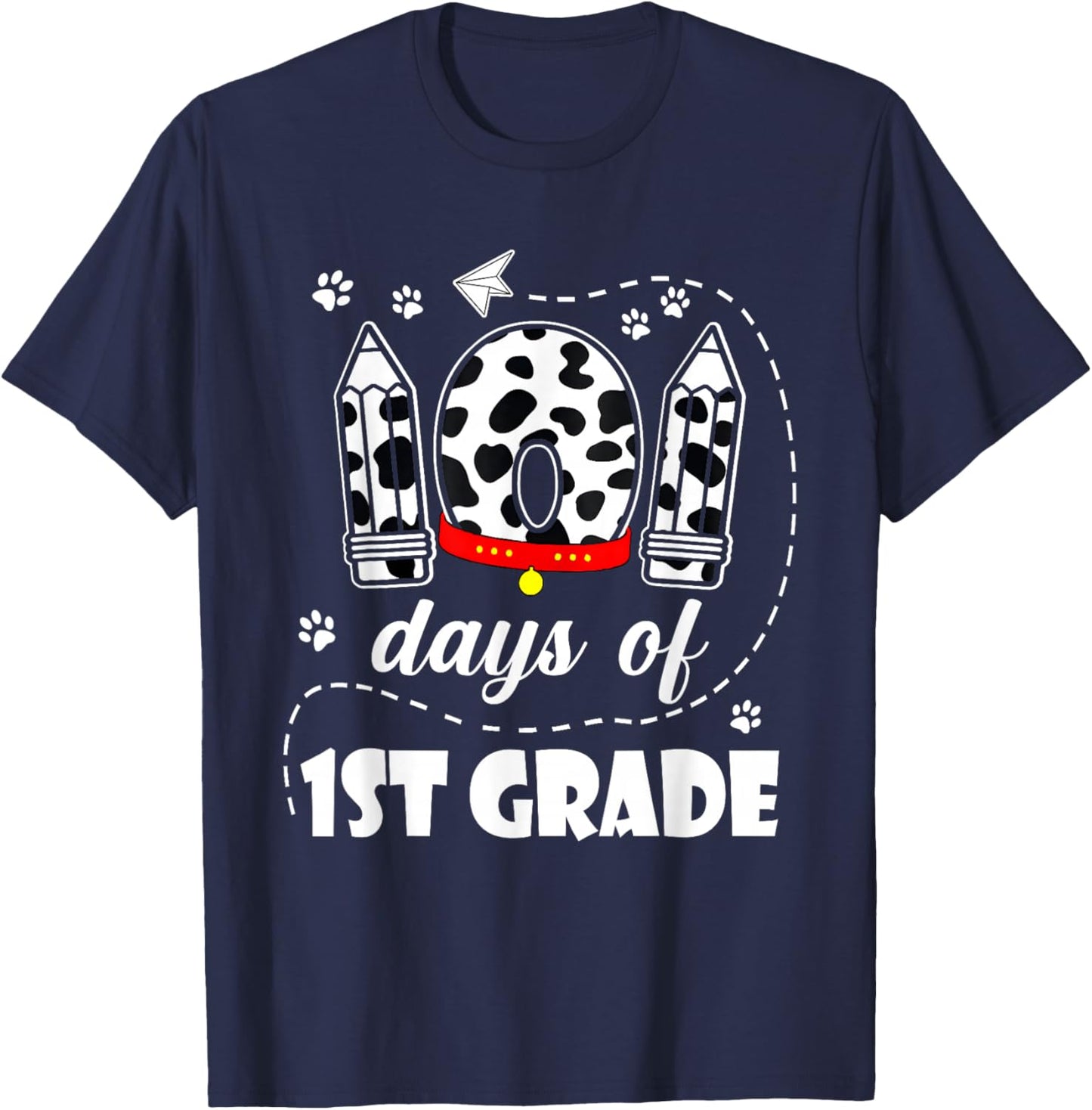 101 Days 1st Grade School 100th Day Dog 100 Days Students T-Shirt - T-Shirt | Navy
