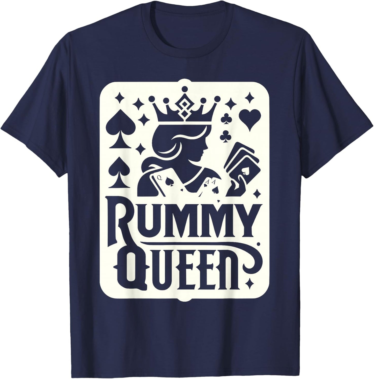 Rummy Queen Card Player Gin Rummy T-Shirt - T-Shirt | Navy