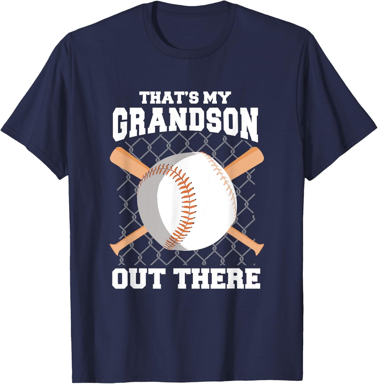That's My Grandson Out There Grandma Grandpa Baseball T-Shirt - T-Shirt | Navy