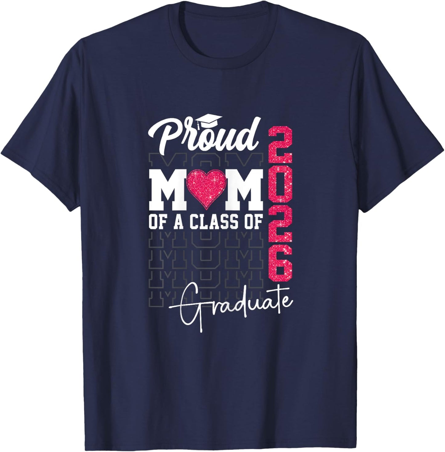Proud Mom of a Class of 2026 Graduate Retro Senior Mom 2026 T-Shirt - T-Shirt | Navy