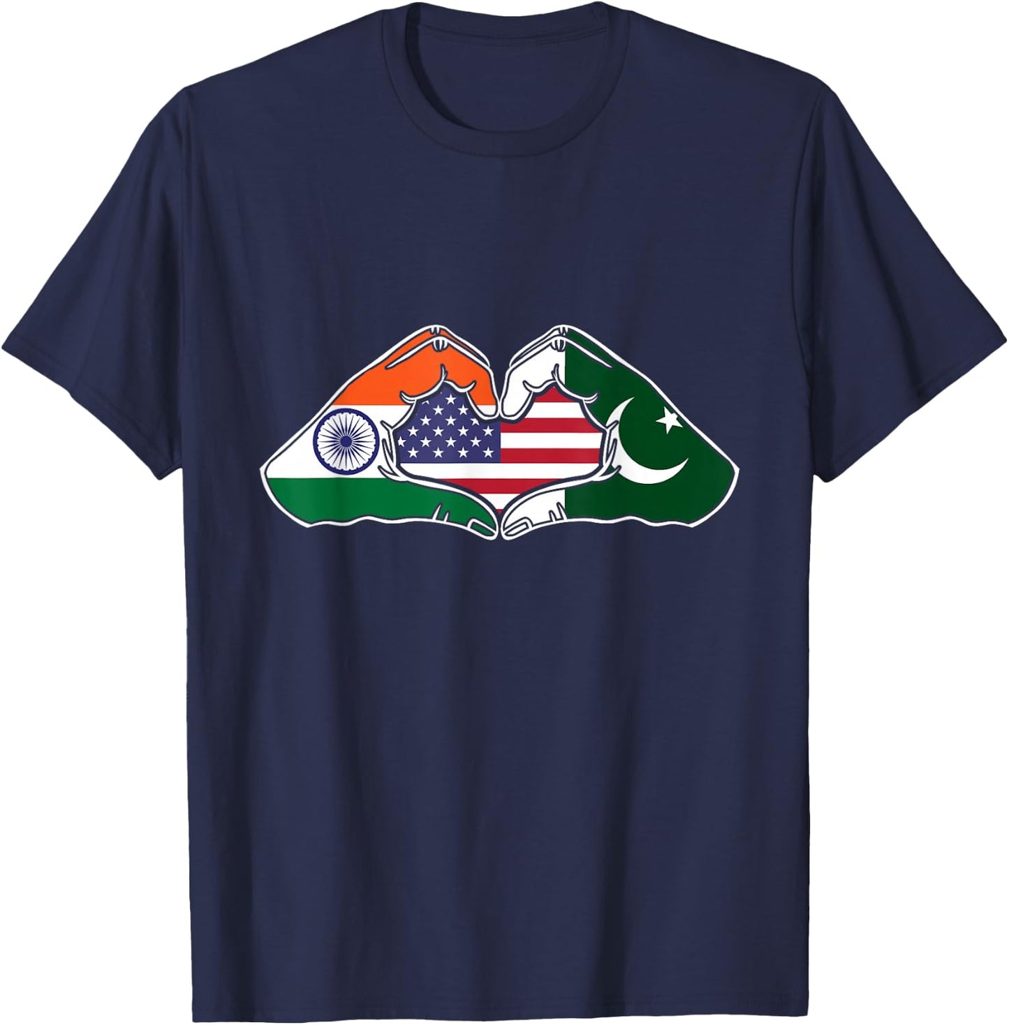 Heart hands India, Pakistan and the USA T-Shirt - T-Shirt | Navy