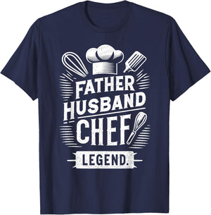 Father Husband Chef Legend, Funny Chef Dad Father's Day T-Shirt - T-Shirt | Navy