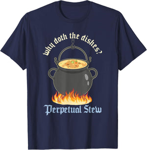 Perpetual Stew Broth cauldron Medieval History Studies T-Shirt - T-Shirt | Navy