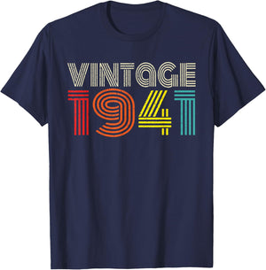 Vintage 1941 Classic 1941 Men Women Vintage Year Birthday T-Shirt - T-Shirt | Navy