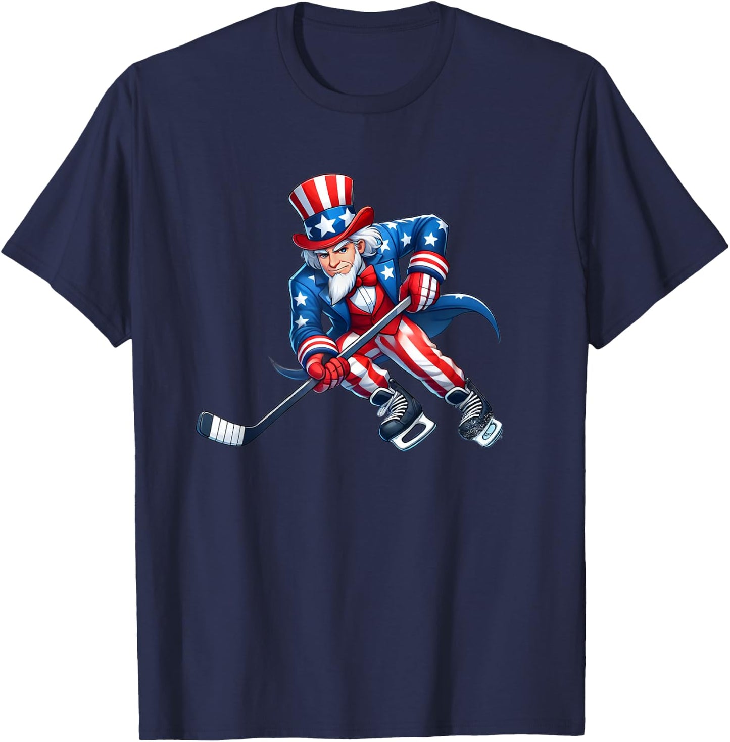 Uncle Sam Hockey Funny 4th of July Independence Day Sports Kids Men T-Shirt - T-Shirt | Navy