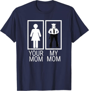 My Mom is a Police Officer Shirt gift proud of police mom T-Shirt - T-Shirt | Navy