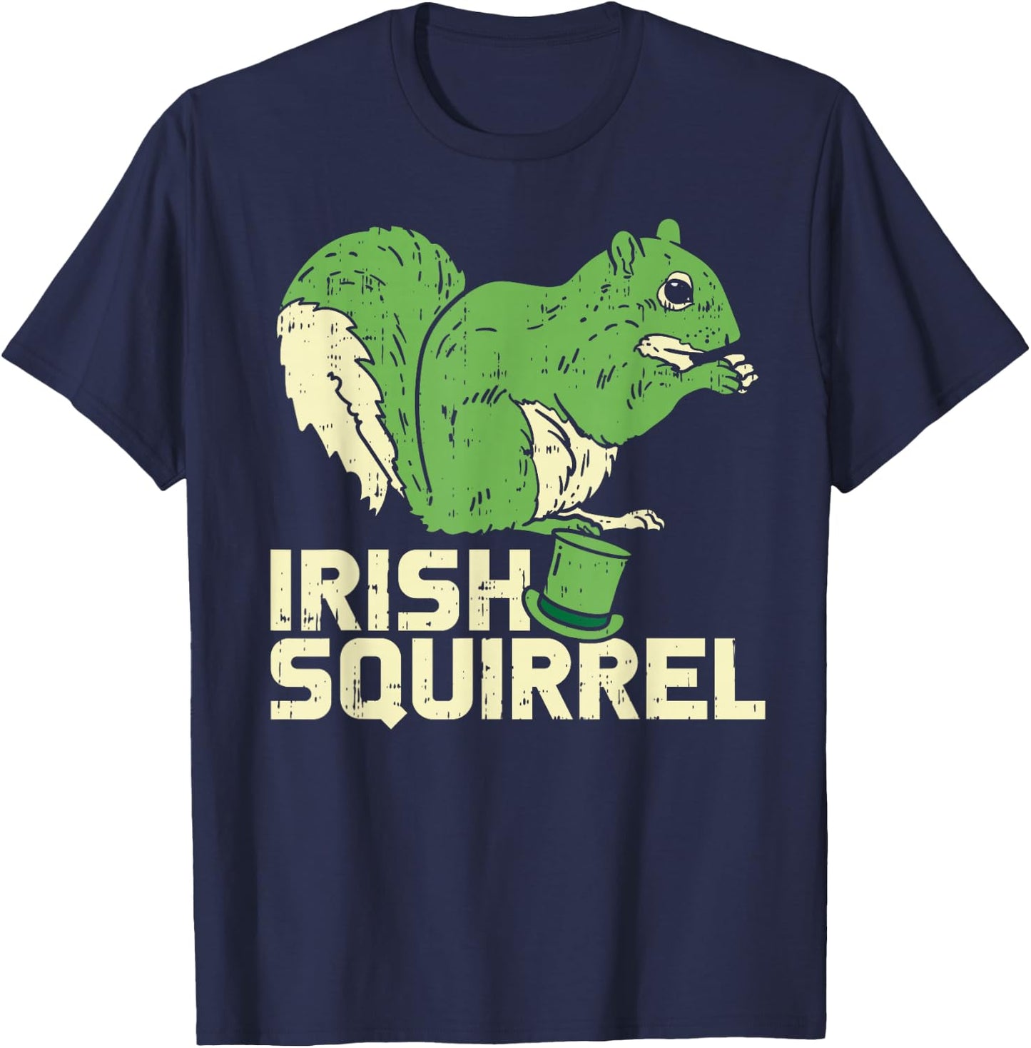 Green Irish Squirrel Cute St Patricks Day Animal Lover Gift T-Shirt - T-Shirt | Navy