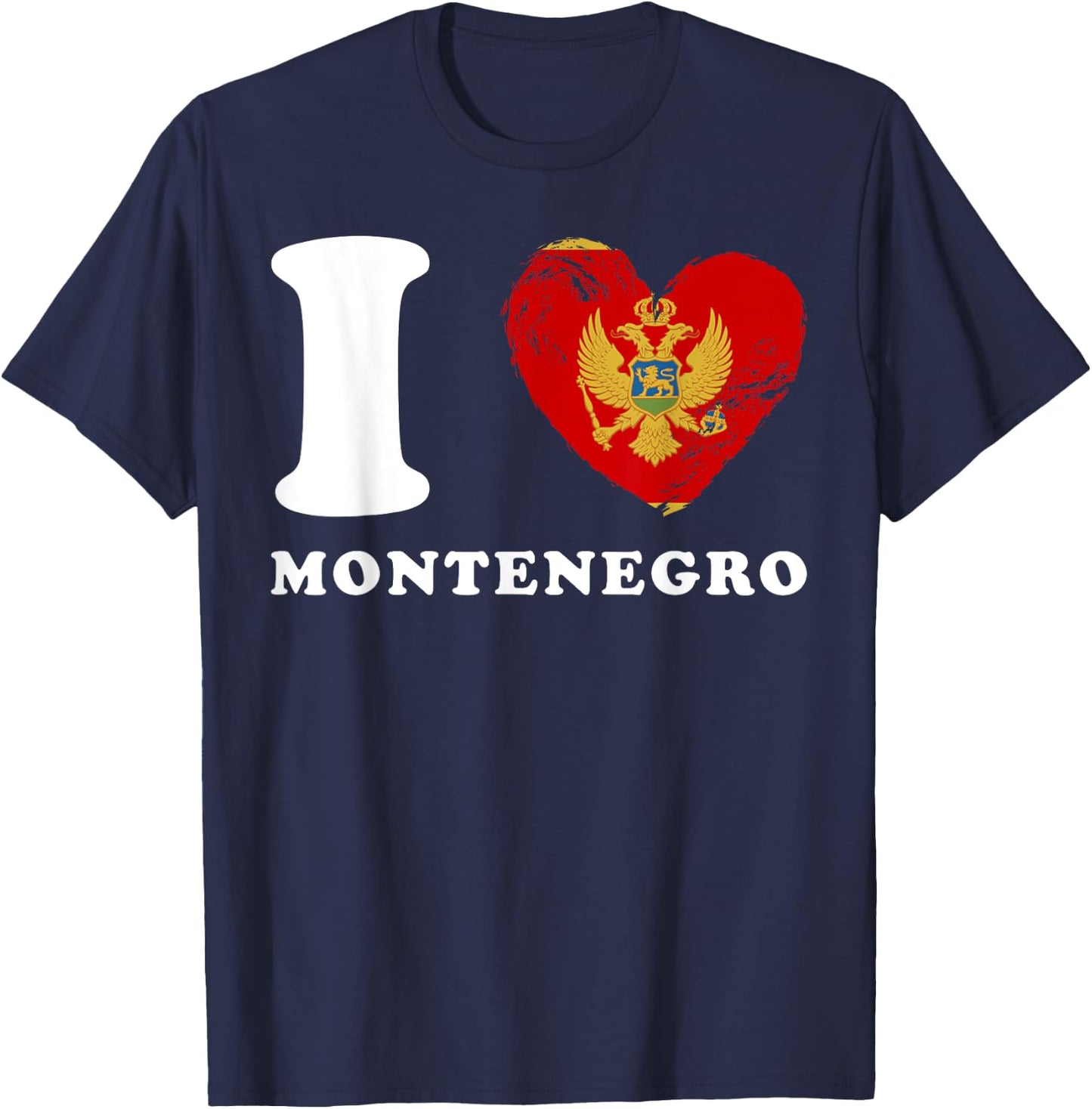 I Love Montenegro - Heart Flag Montenegro T-Shirt - T-Shirt | Navy