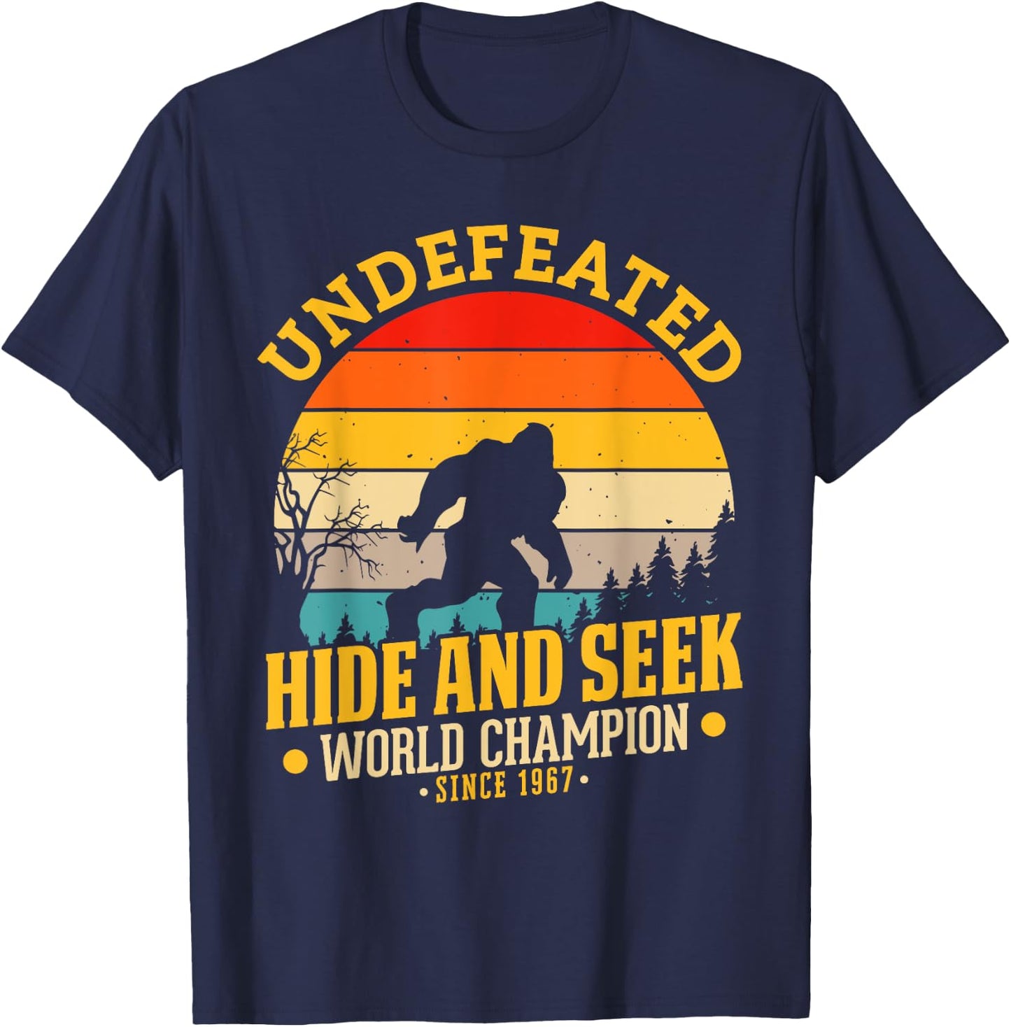 Vintage Bigfoot Undefeated Hide And Seek Champion T-Shirt - T-Shirt | Navy