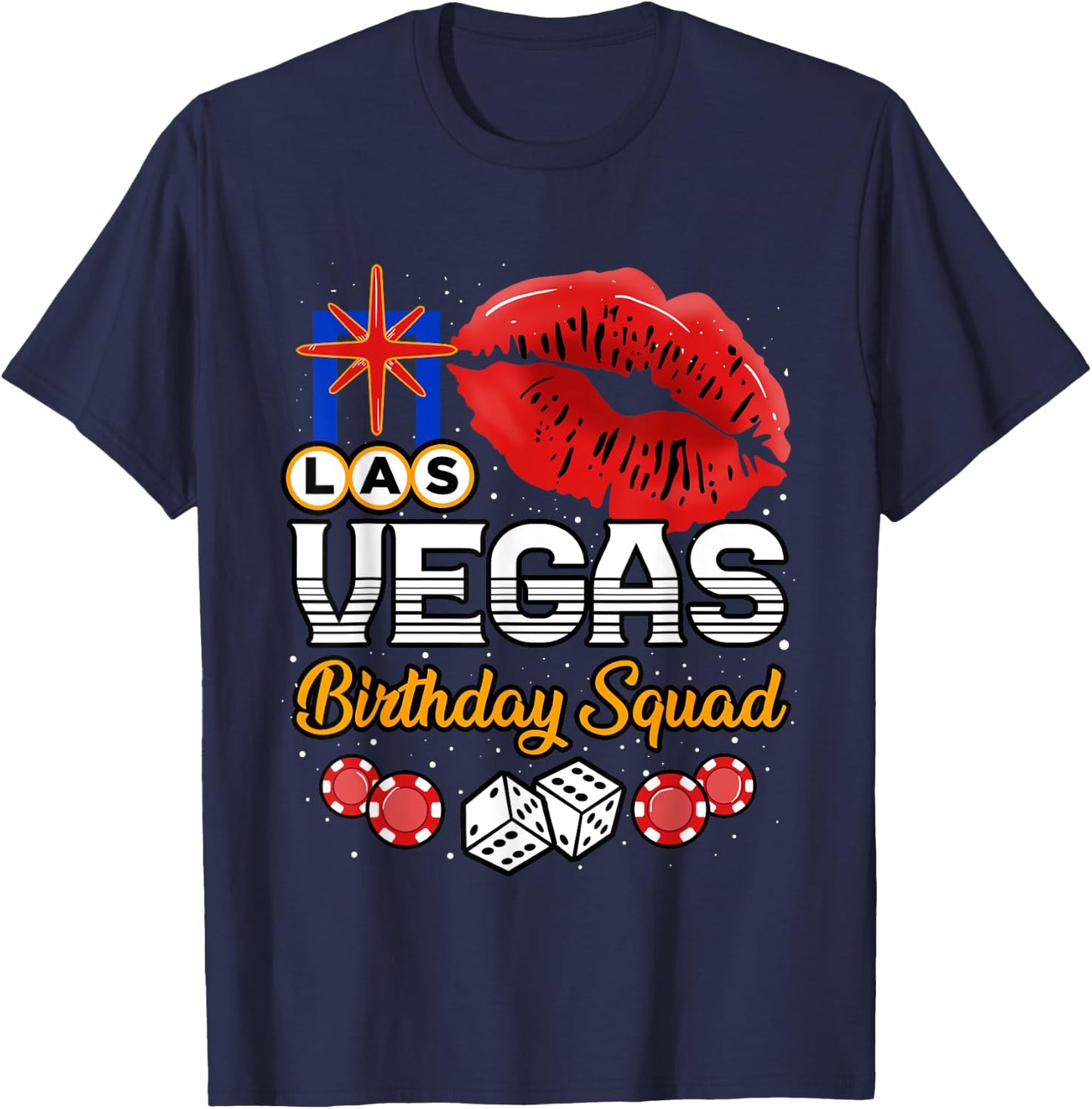 Las Vegas Birthday Squad Casino Girls Trip Party T-Shirt - T-Shirt | Navy