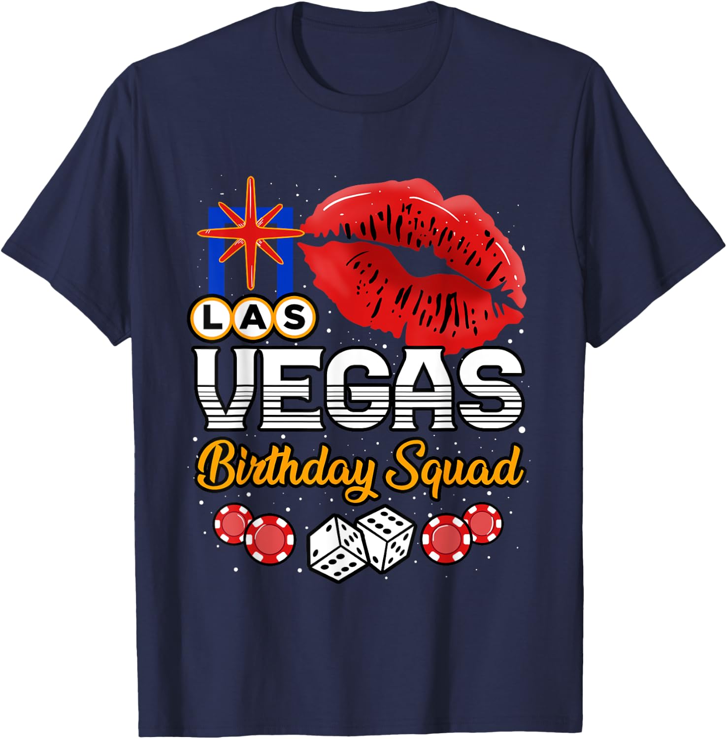 Las Vegas Birthday Squad Casino Girls Trip Party T-Shirt - T-Shirt | Navy