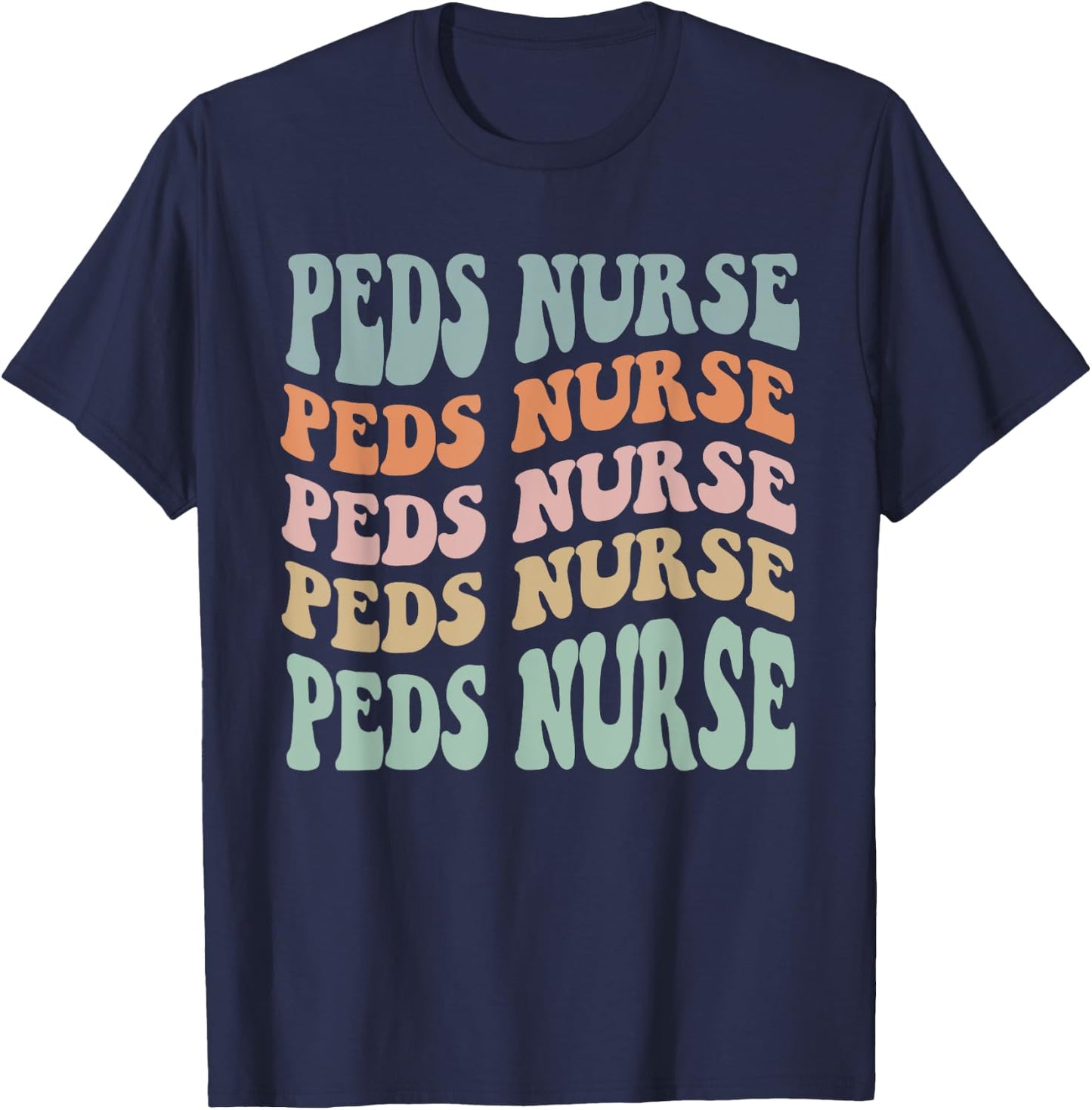 Pediatric Nurse PEDS Nursing Appreciation Pediatric Retro T-Shirt - T-Shirt | Navy