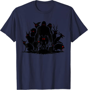 Funny Cryptid Monsters Bigfoot Mothman Wendigo Cryptozoology T-Shirt - T-Shirt | Navy