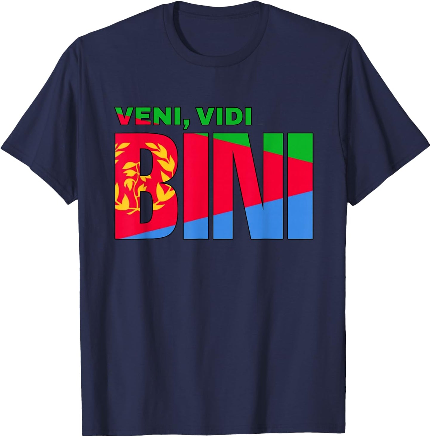 Eritrean Cyclist VENI VIDI BINI Green Jersy Cycling T-Shirt - T-Shirt | Navy
