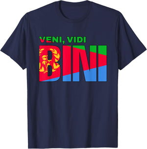 Eritrean Cyclist VENI VIDI BINI Green Jersy Cycling T-Shirt - T-Shirt | Navy