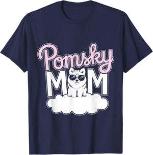 Cute Pomsky Mom Pomsky Dog Owner Mother Of Pomskies T-Shirt - T-Shirt | Navy