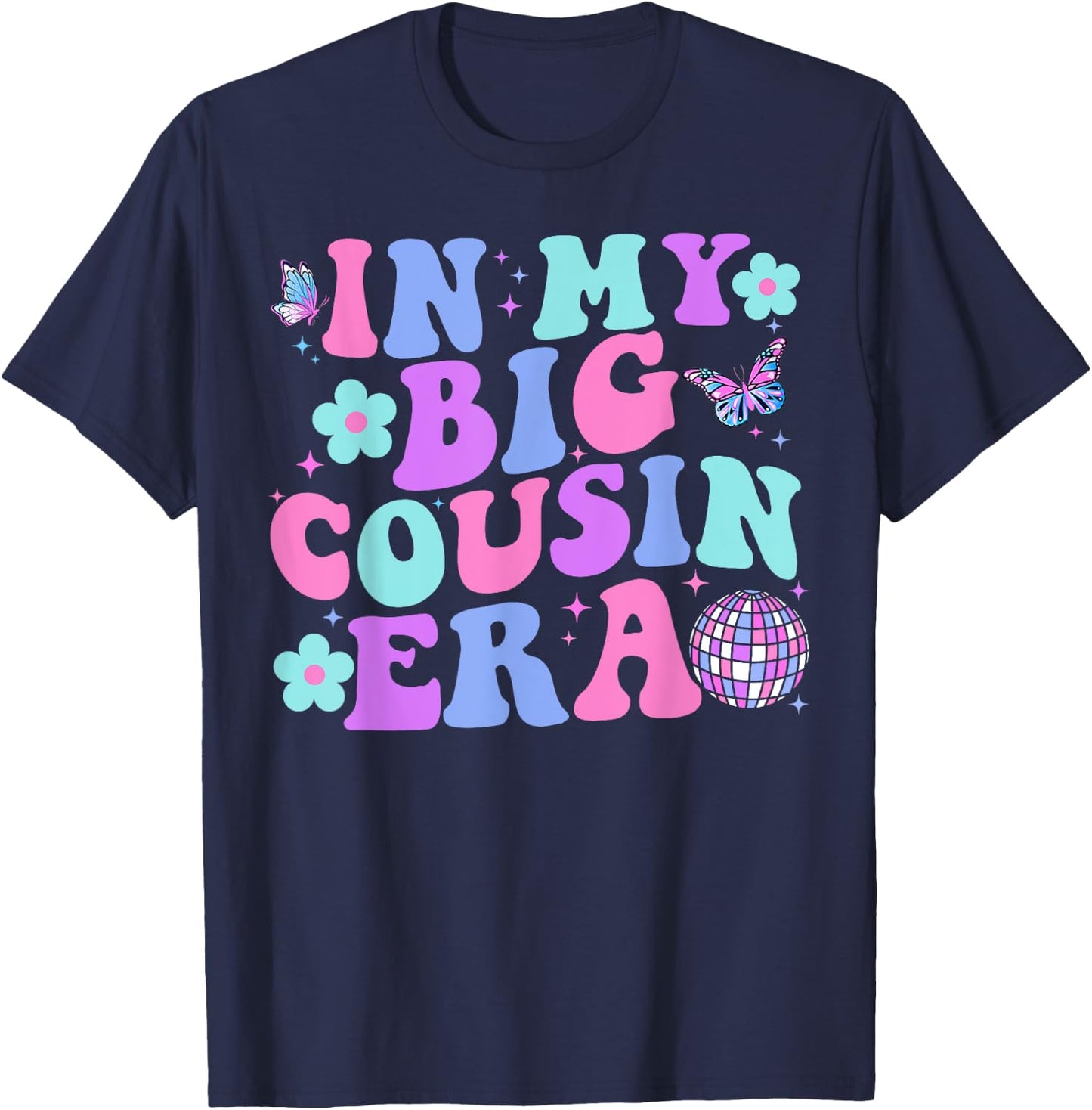 Matching Group Christmas In My Big Cousin Era Groovy T-Shirt - T-Shirt | Navy