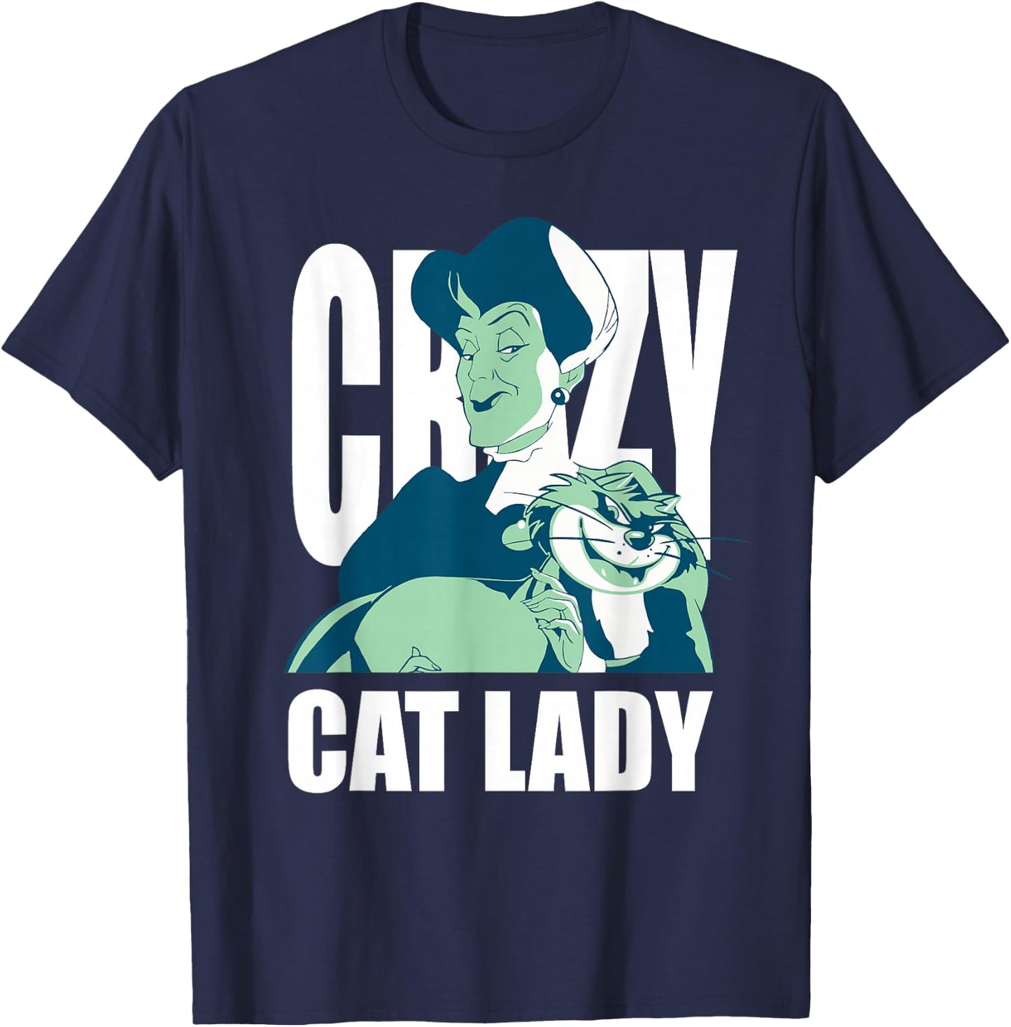 Disney Cinderella Lady Tremaine Lucifer Crazy Cat Lady T-Shirt - T-Shirt | Navy