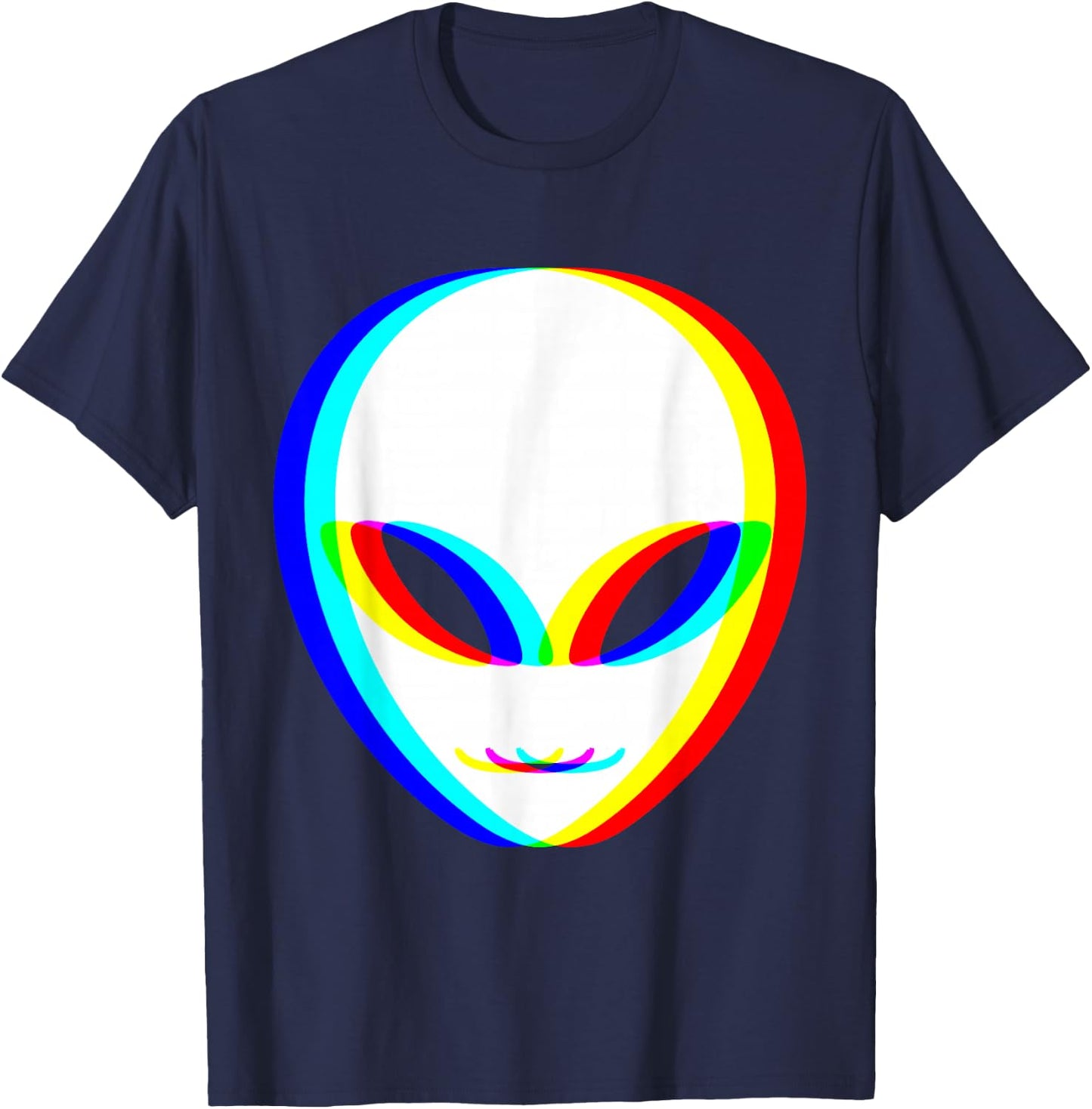 Alien Trippy Vaporwave Halloween Techno Rave EDM Music Party T-Shirt - T-Shirt | Navy