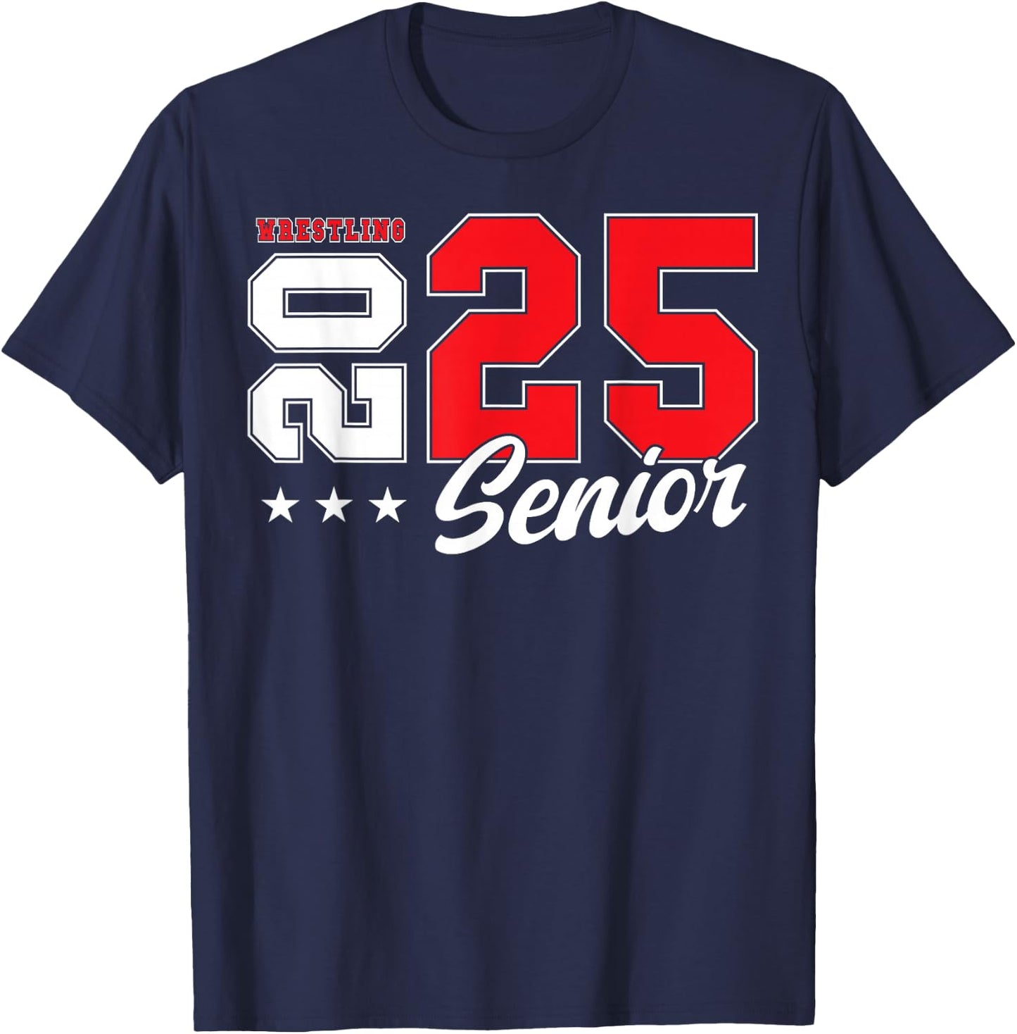 Wrestling Senior Night Wrestling Senior 2025 Graduation 75 T-Shirt - T-Shirt | Navy