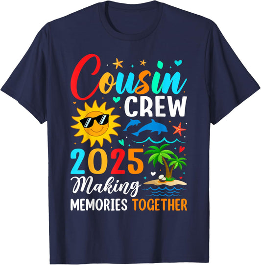 Cousin crew 2025 Summer Vacation Beach Family Trips Matching T-Shirt - T-Shirt | Navy
