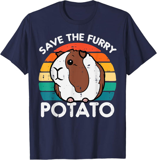Guinea Pig Save Furry Potato Cavy Pet Owner Women Kids Men T-Shirt - T-Shirt | Navy