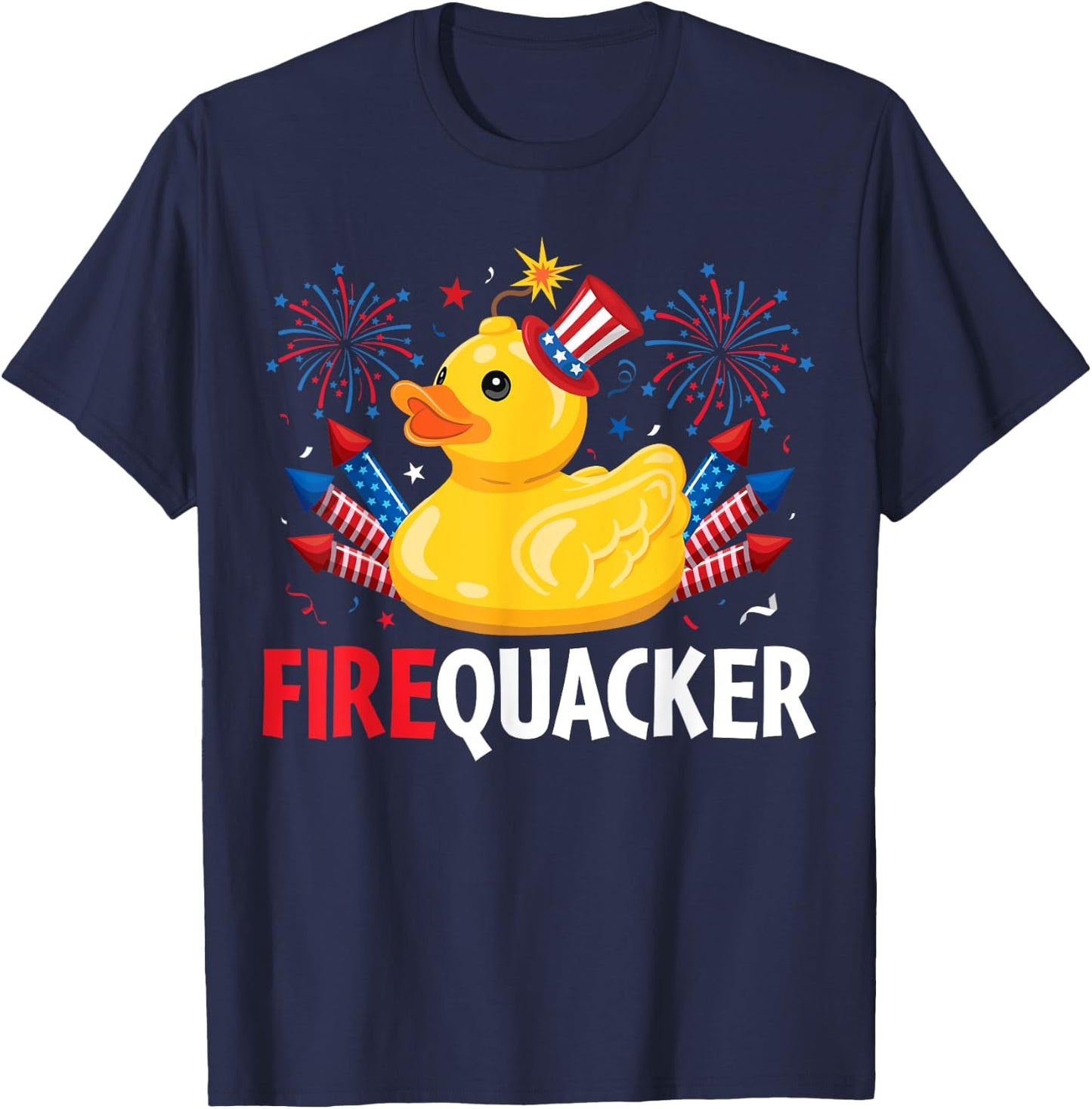 Funny Firecracker Duck 4th of July T-Shirt - T-Shirt | Navy