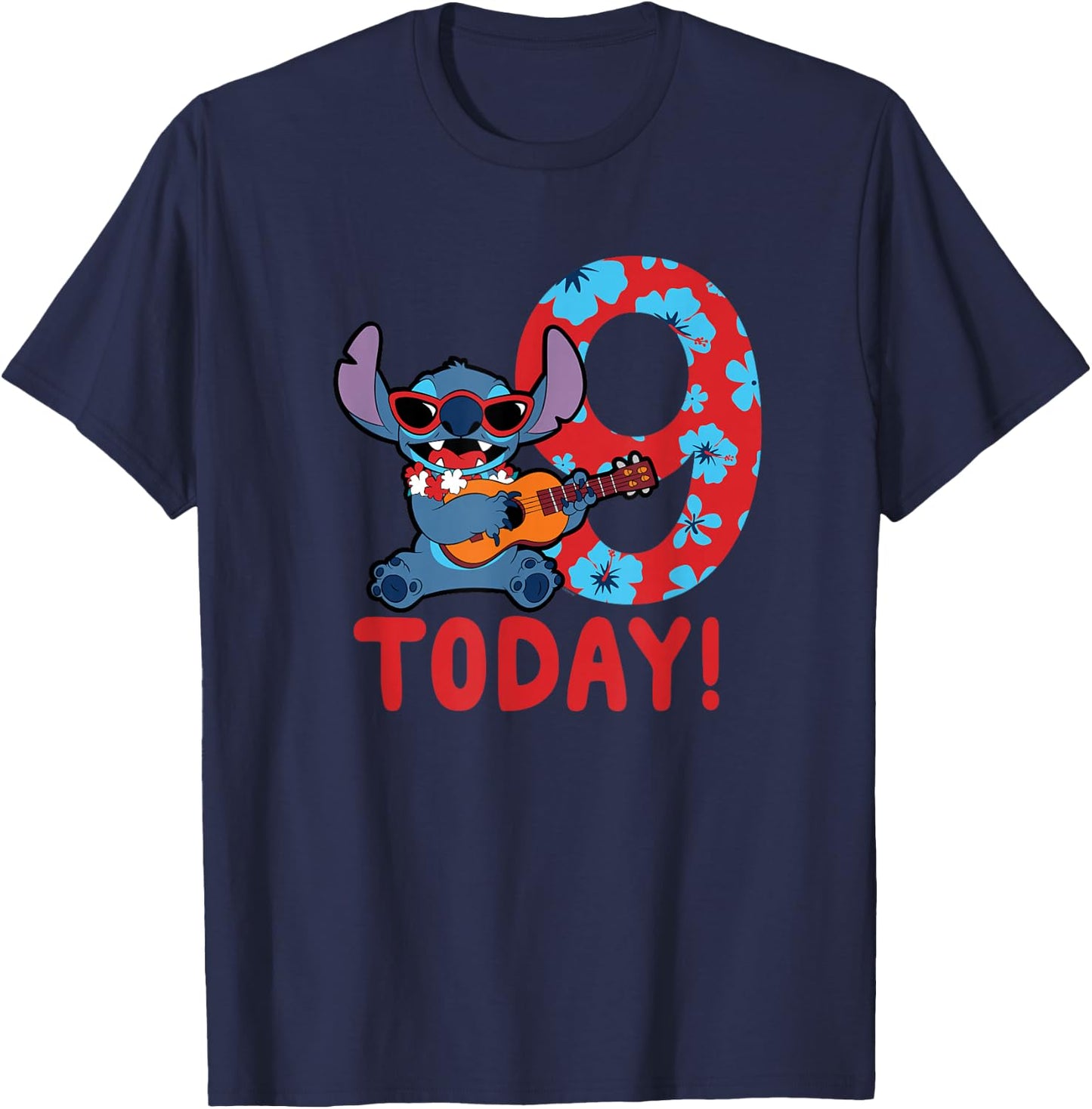 Disney Lilo & Stitch Tropical Birthday 9 Years Old Today T-Shirt - T-Shirt | Navy