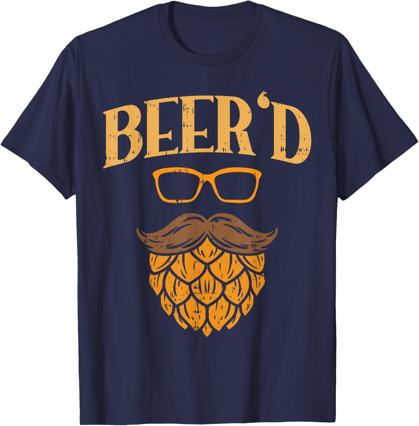 Beerd Beer Face Hops Beard Homebrew Fathers Day Men Dad Gift T-Shirt - T-Shirt | Navy
