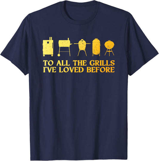 Funny Grilling Art Dad Barbecue Meat Smoking BBQ T-Shirt - T-Shirt | Navy