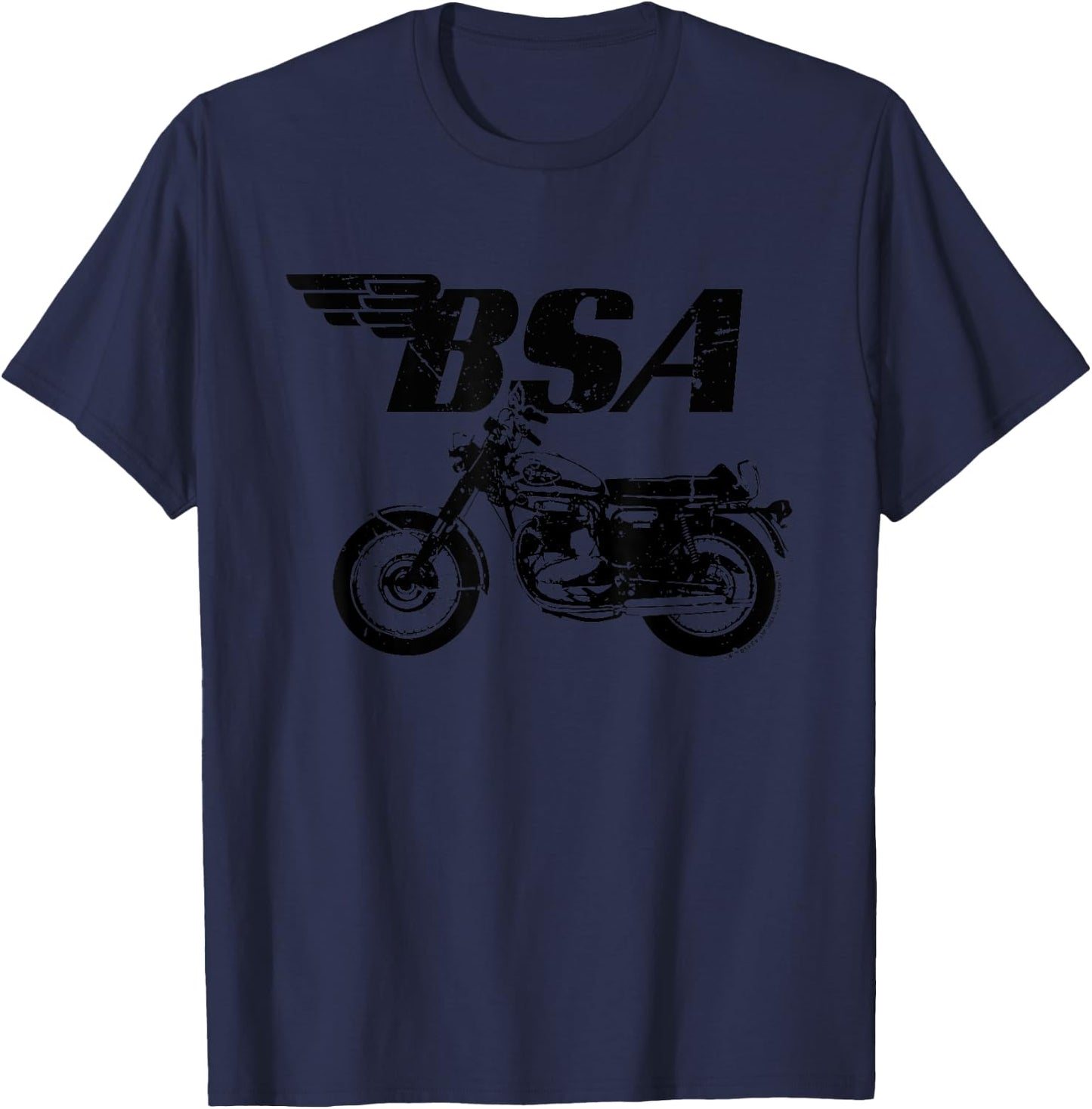 BSA Logo Distressed Thunderbolt Motorcycle T-Shirt - T-Shirt | Navy