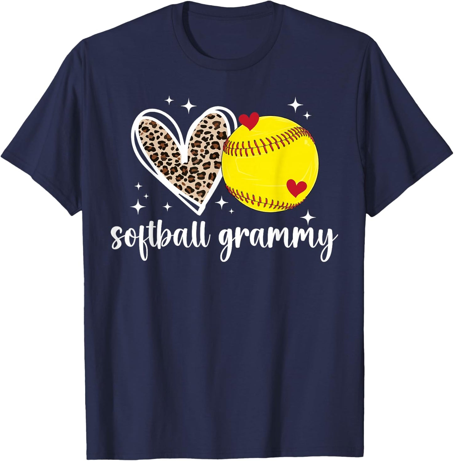 Softball Grammy Heart Grandma Grammy Of A Softball Player T-Shirt - T-Shirt | Navy