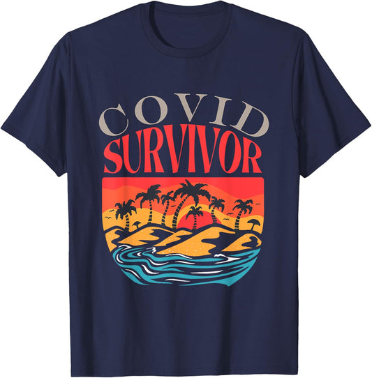 Covid Survivor Gift Sunset Mountain Ocean Uplifting Covid T-Shirt - T-Shirt | Navy