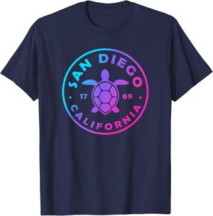 San Diego California Sea Turtle Tie Dye Beach Vacation T-Shirt - T-Shirt | Navy
